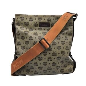 MCM Crossbody Bag Beige Logo Print Messenger Camera Bag Designer Purse